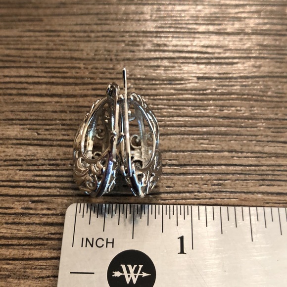 Sterling Puffy Leaf Vine Filigree Hoop Earrings - Picture 10 of 13